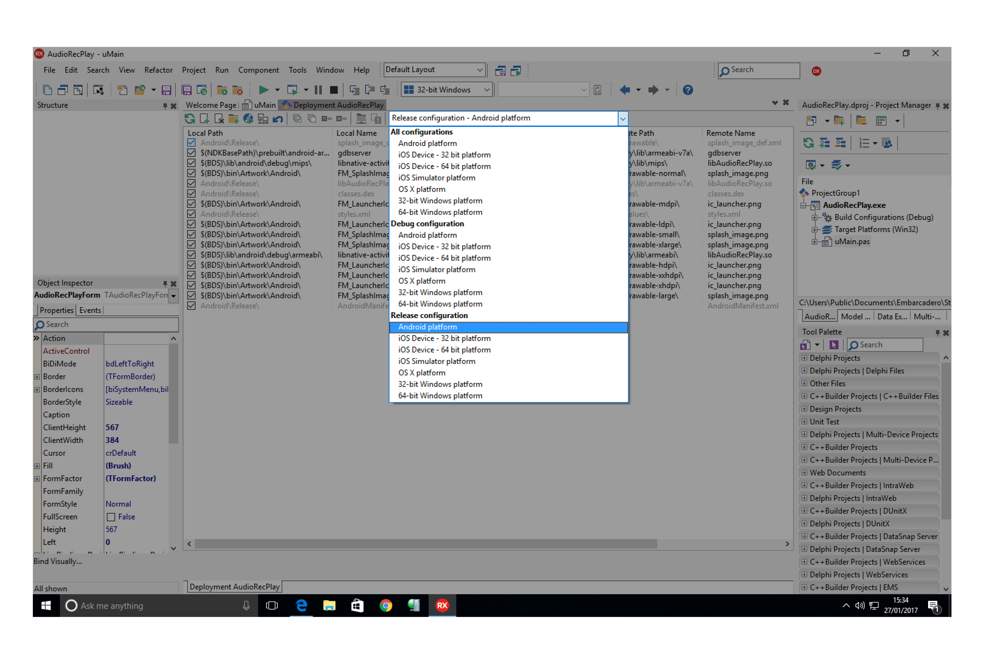 Define los archivos a implementar por plataforma y establece una configuración